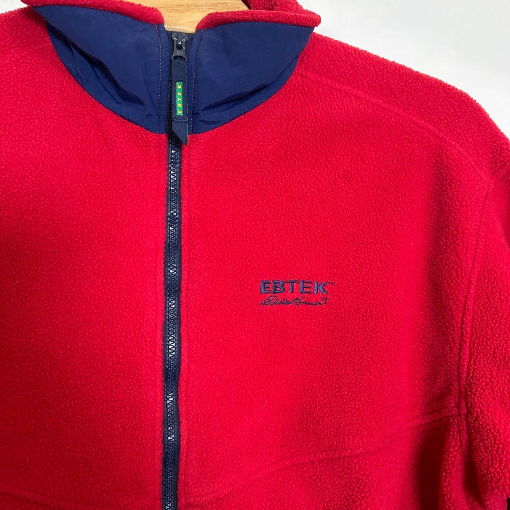Vintage EBTEK Eddie Bauer Red Fleece Full Zip Jacket Outdoor Mens L Large‎